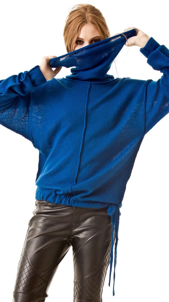 Blue turtleneck sweater AMELIE