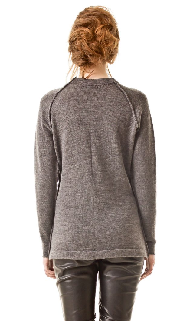 Grey cashmere sweater with raglan sleeves EVE