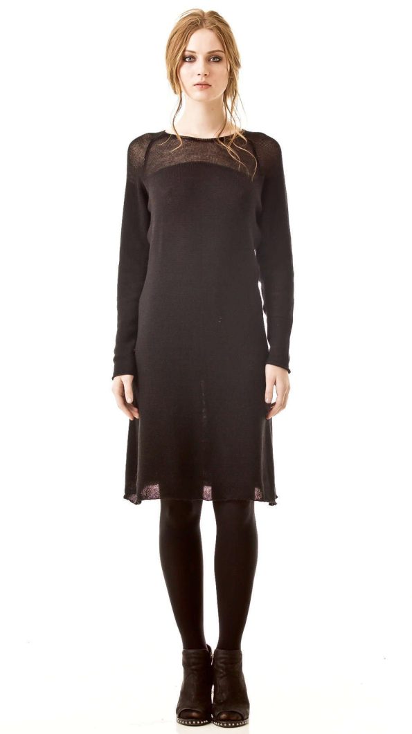 Knitted cashmere blend knee length dress CARLA