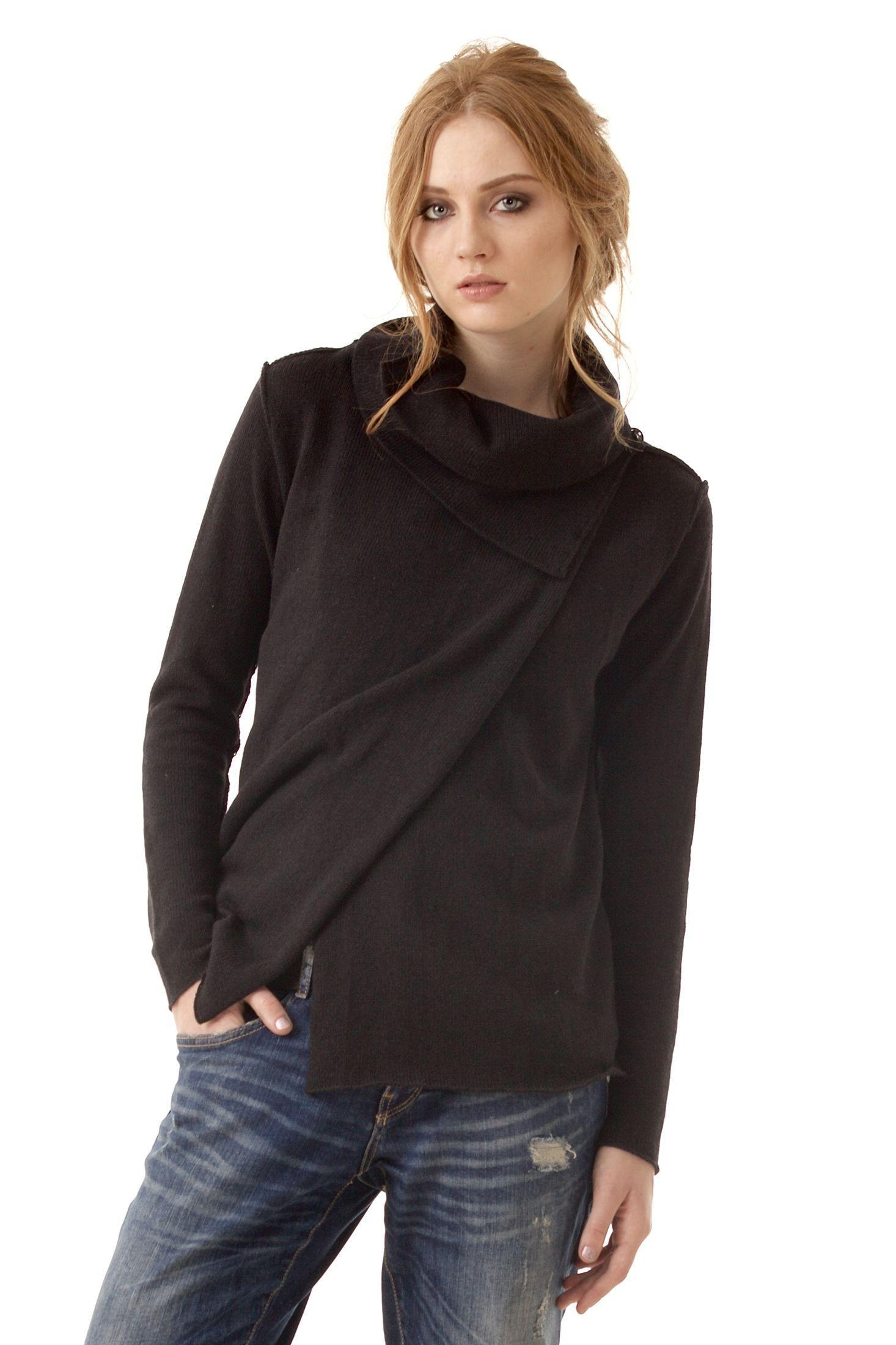 Embrace the season in style with the MELISSA Black Knit Alpaca Wool Cowl Collar Cardigan – a versatile and fashionable layer crafted for both warmth and elegance.