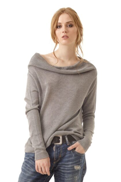 grey off the shoulder cashmere sweater jumper AGNES