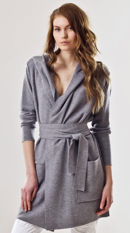 Grey wrap cardigan hoodie EMILIE G