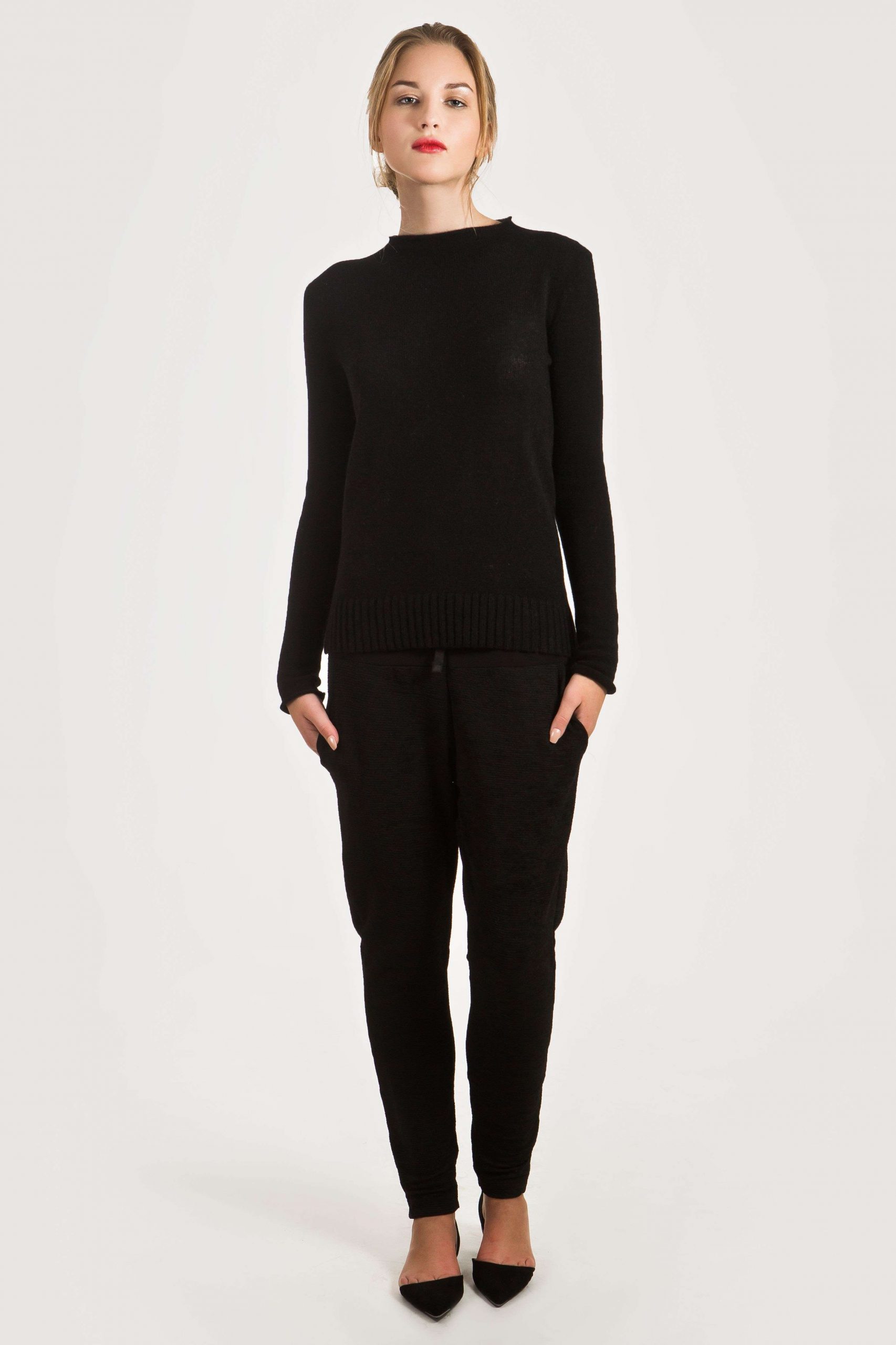 Black cashmere sweater for women ANNA