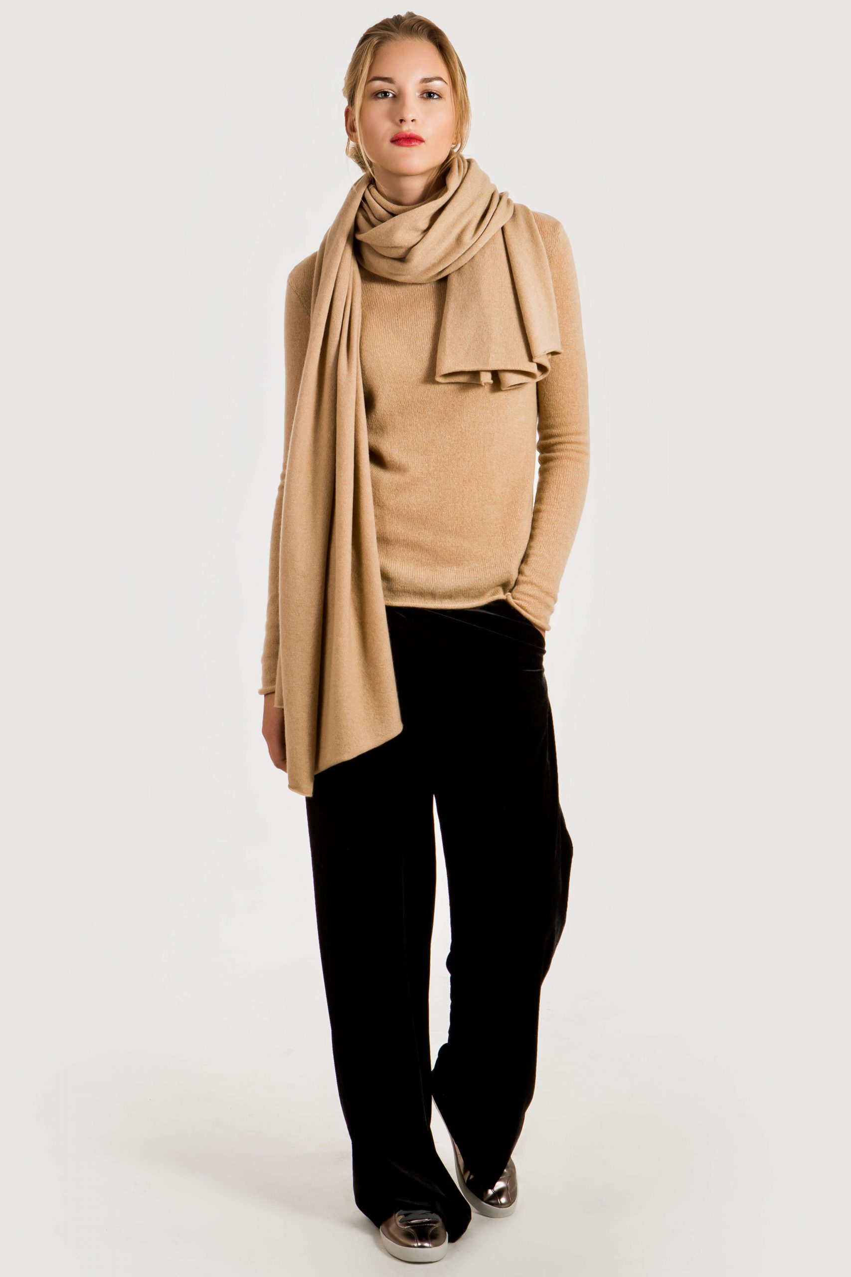 Camel cashmere turtleneck MARGO