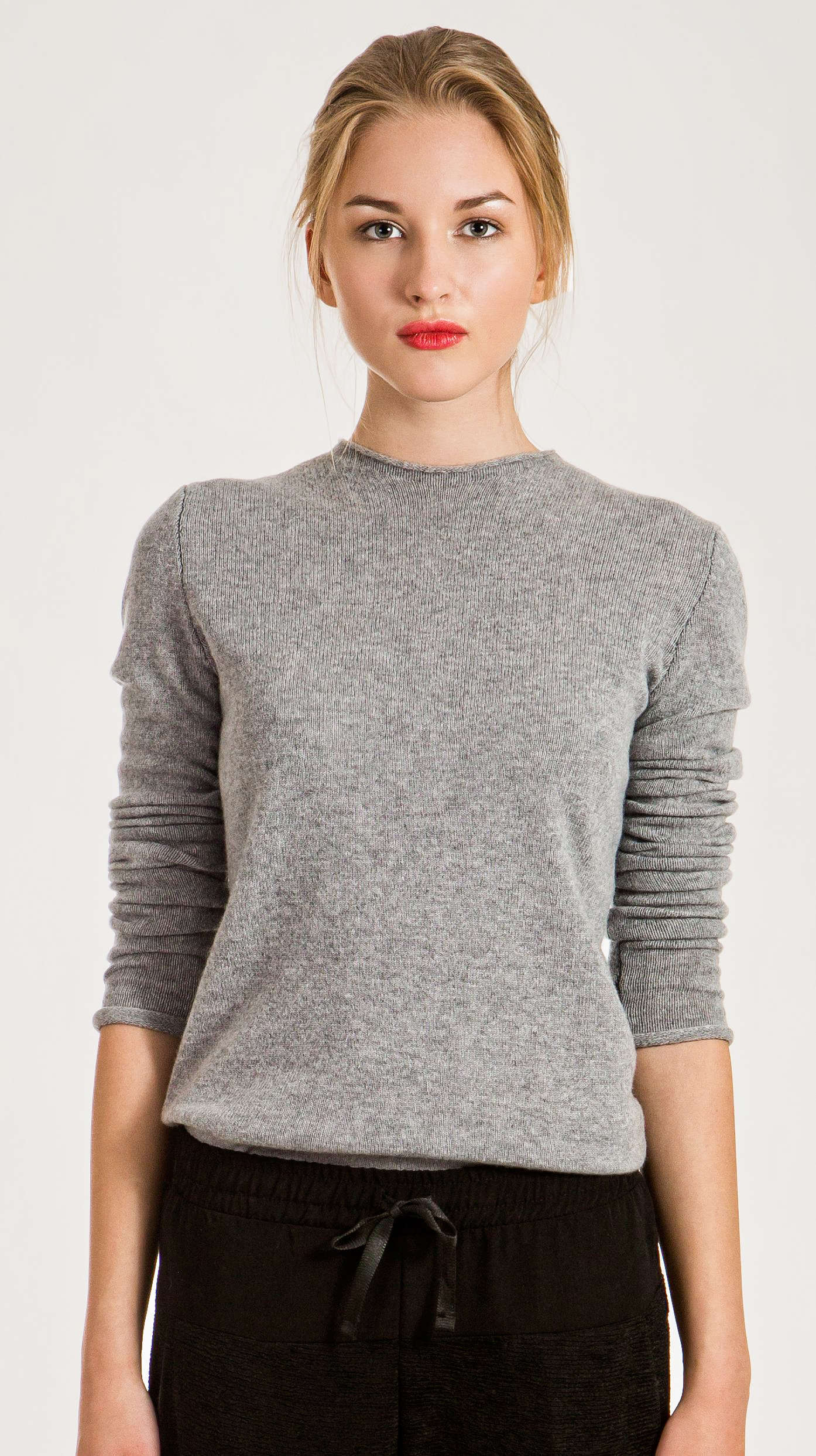 Womens cashmere sweater KAREN in grey, black, dark blue