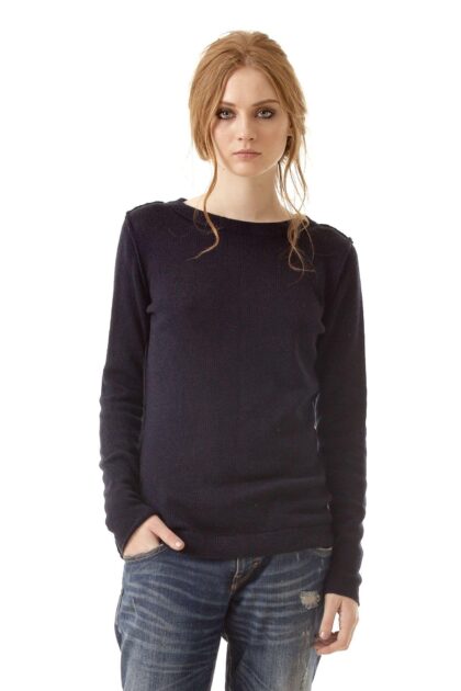 "Luxurious Black Cashmere 2-Ply Crew Neck Sweater - ELSA by Krista Elsta Knitwear: Timeless Elegance for Your Wardrobe