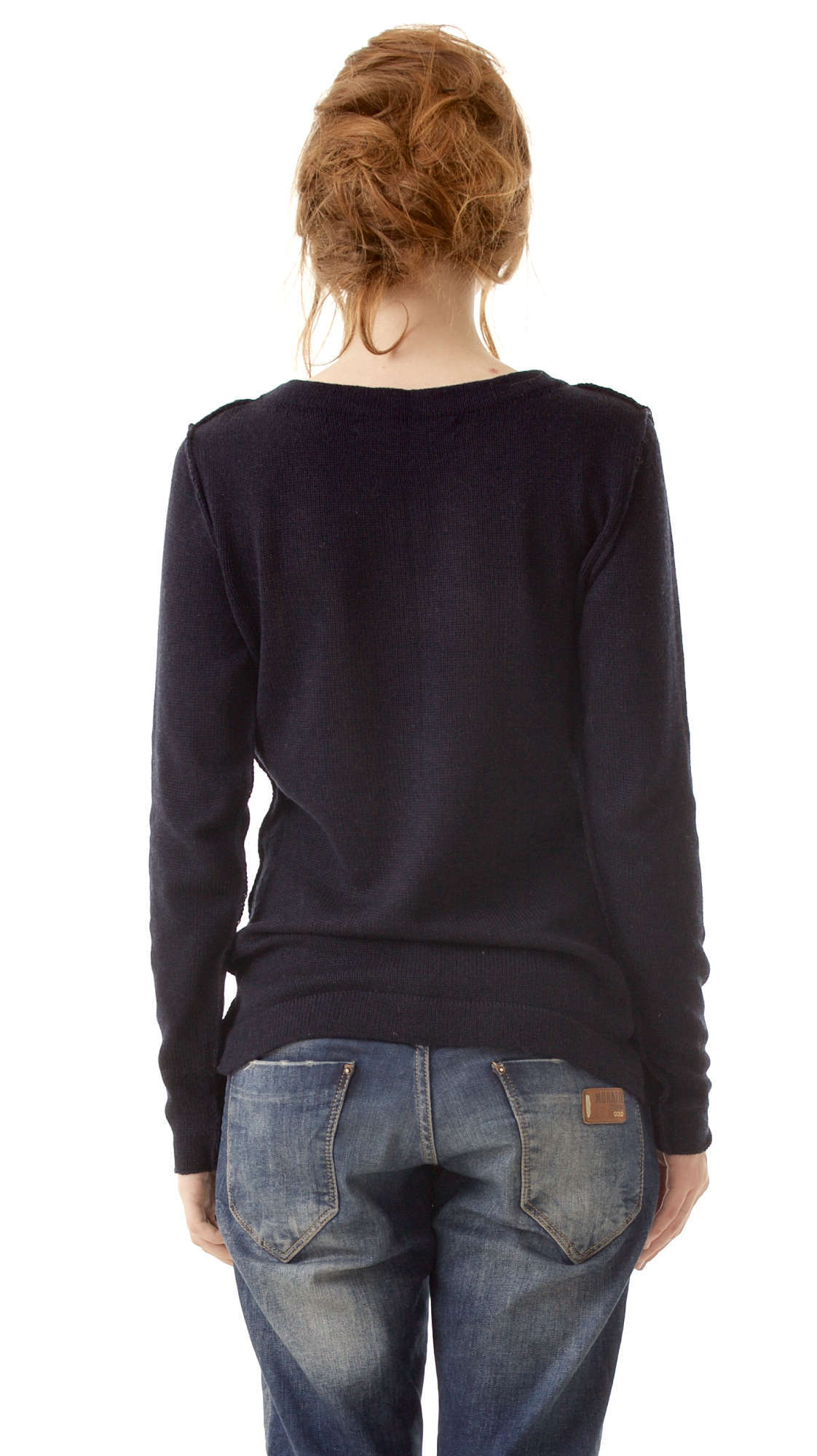 Black cashmere womens sweater damen pullover ELSA