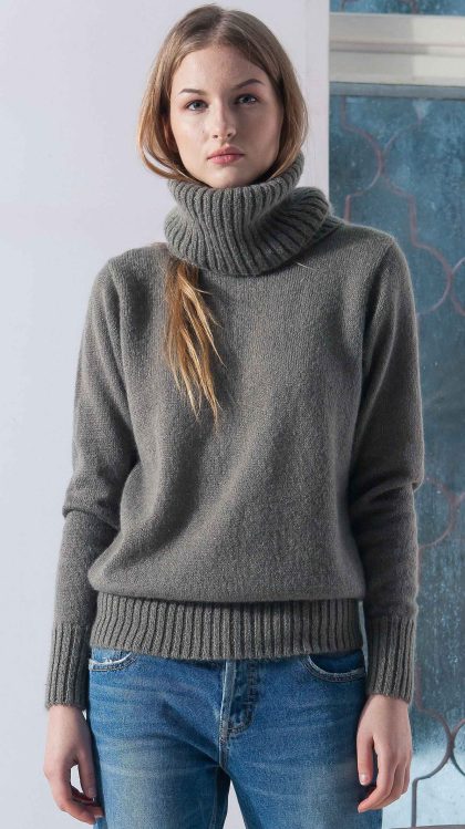 Brown mohair turtleneck womens sweater damen pullover ISABELLE M