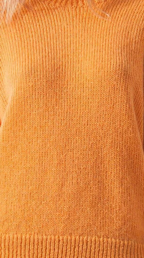 Orange mohair crew neck womens sweater damen pullover SUE