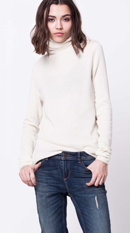 White cashmere turtleneck womens ladies sweater kaschmir damen pullover KATE WHITE