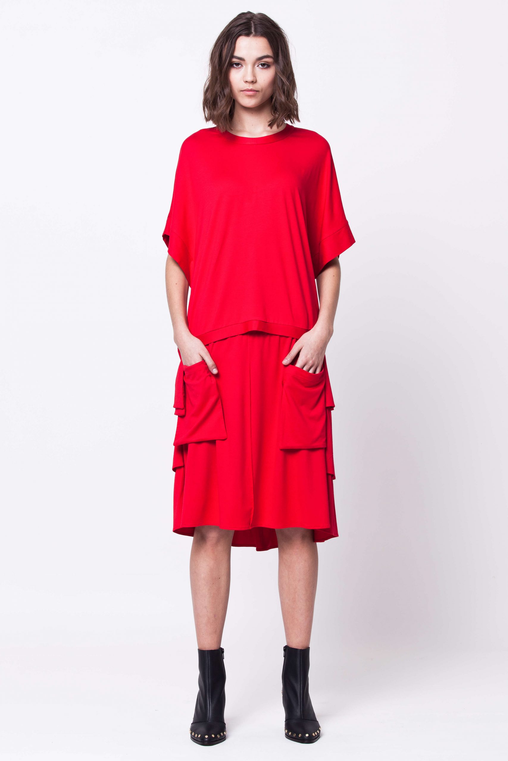 Red jersey top and skirt set co-ord MAJA