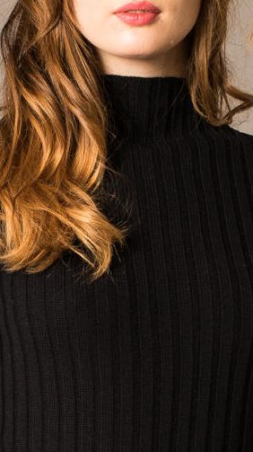 Black merino ribbed womens sweater skirt DUFFY