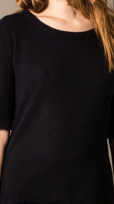 Dark blue cashmere short sleeve womens sweater pullover jumper BEA