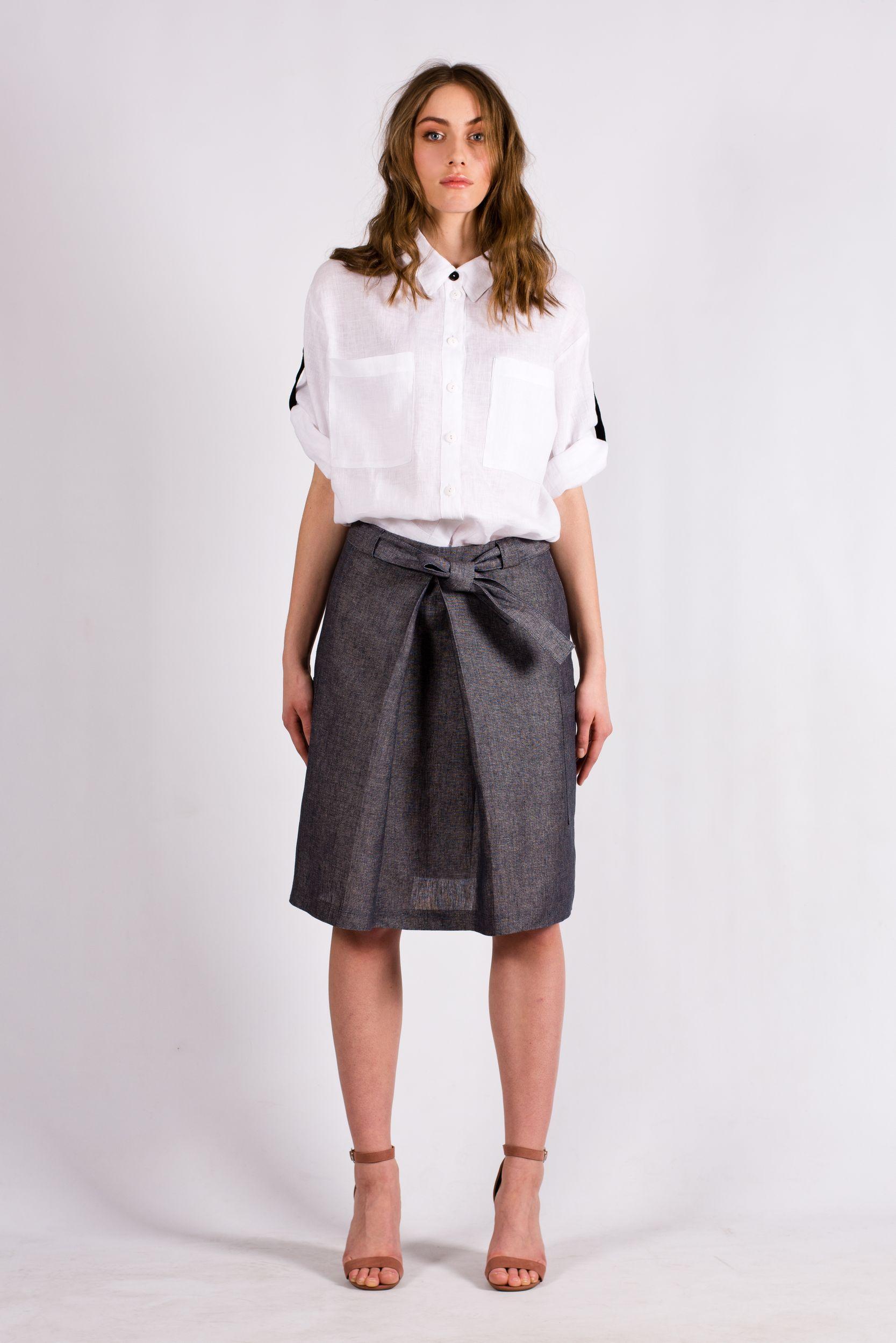 Grey linen skirt