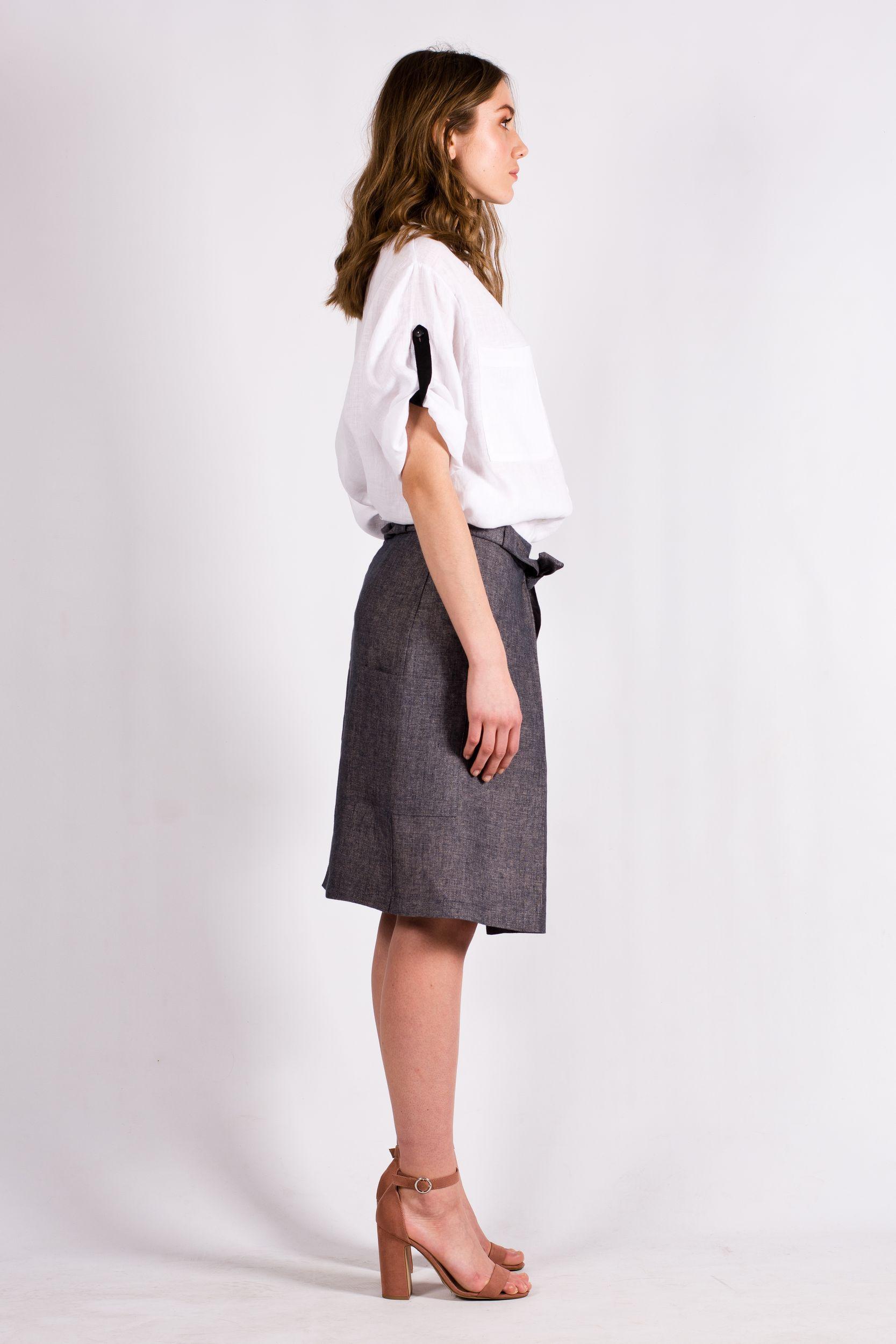 Grey linen skirt