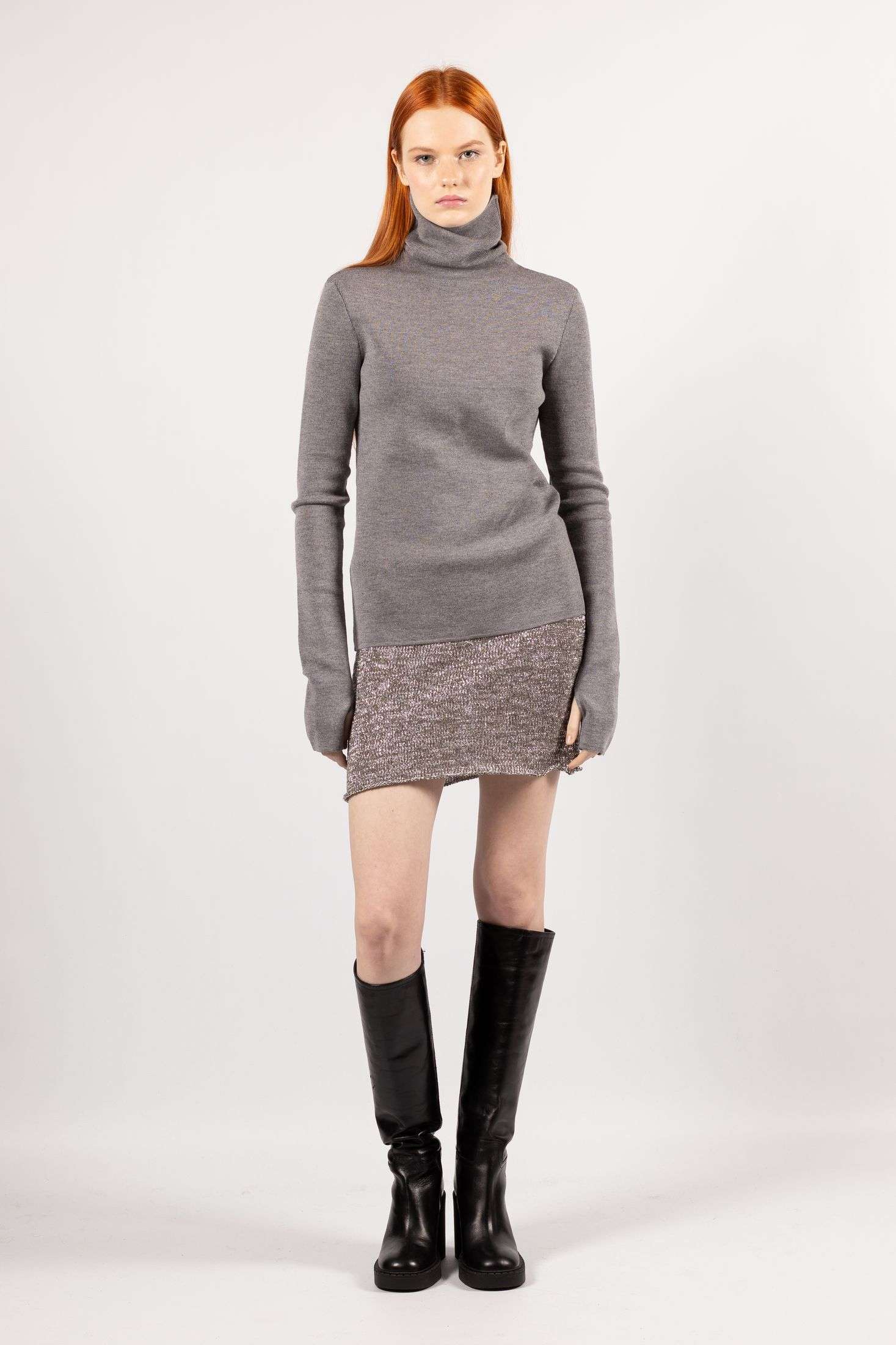 Stylish grey knit turtleneck sweater ADA - Inclusivity in Fashion