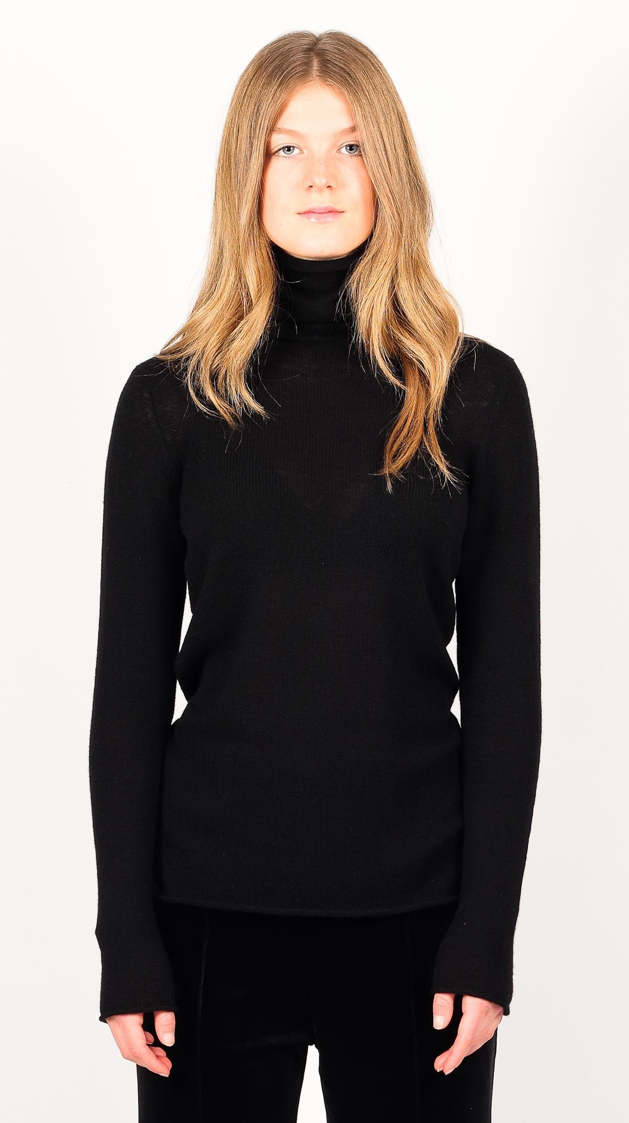 Black Cashmere Turtleneck Sweater - Encycloall