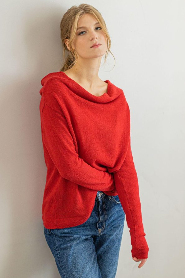 Knitted sweater made of red cashmere AGNES