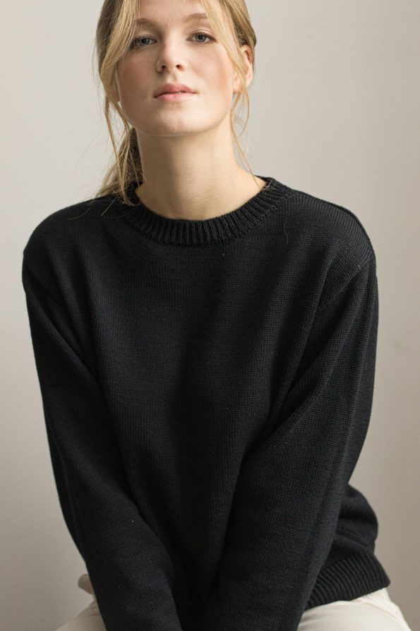Knit womens sweater FRIDA in black merino