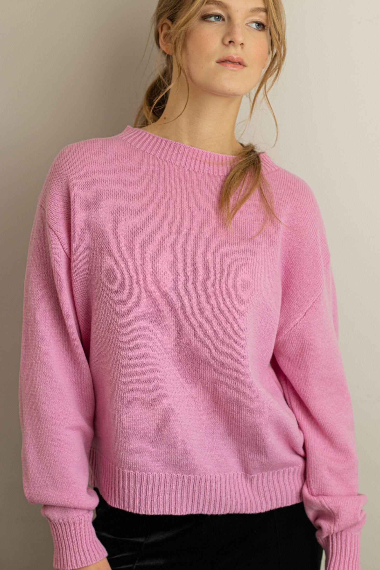 Crew neck merino wool sweater FRIDA PINK