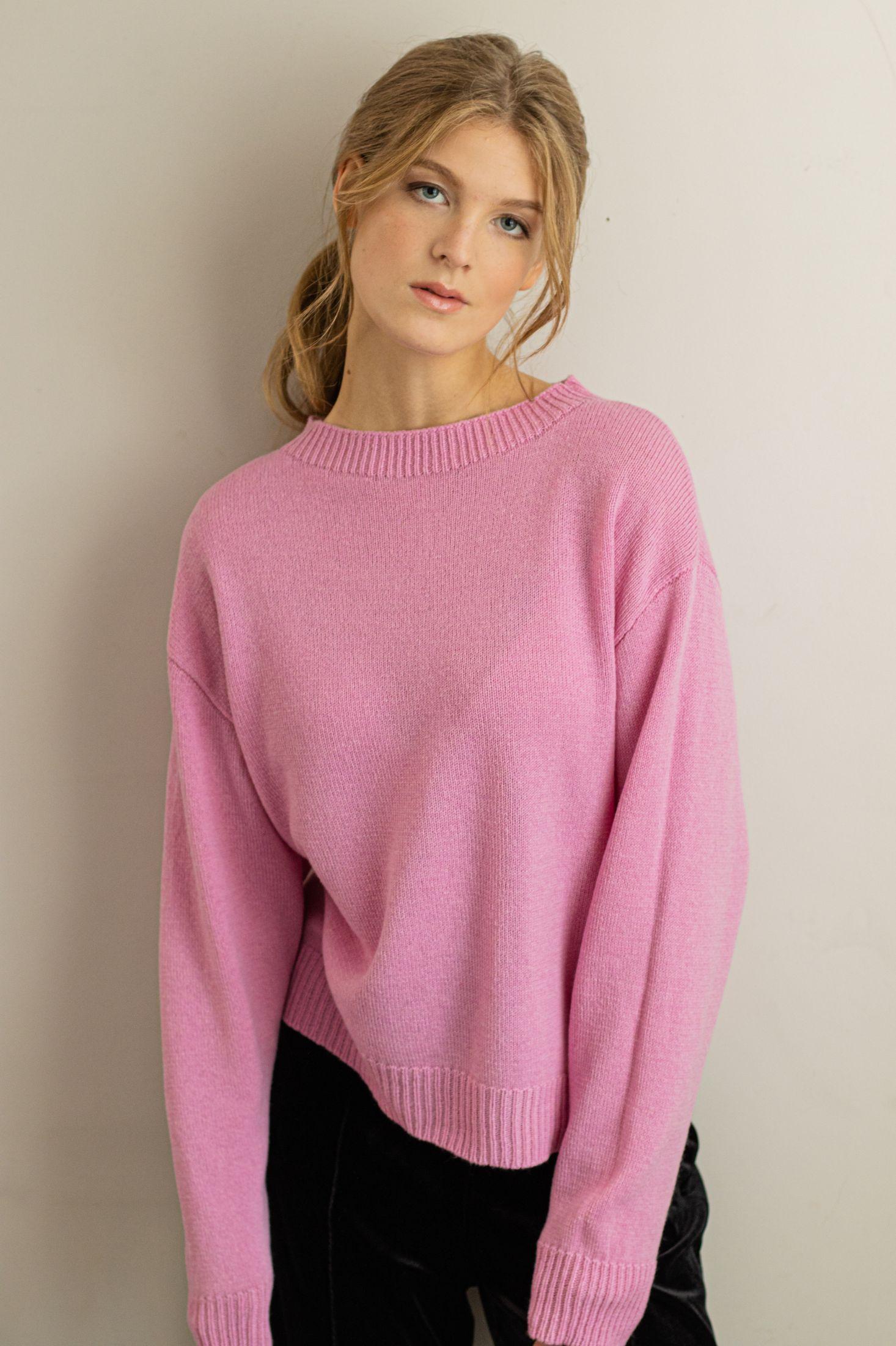 Knitted oversized womens sweater FRIDA PINK
