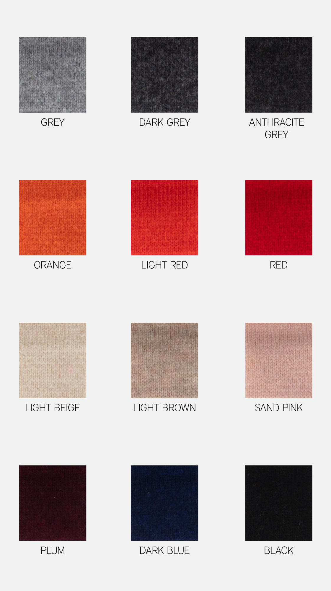 Cashmere wool blend colors