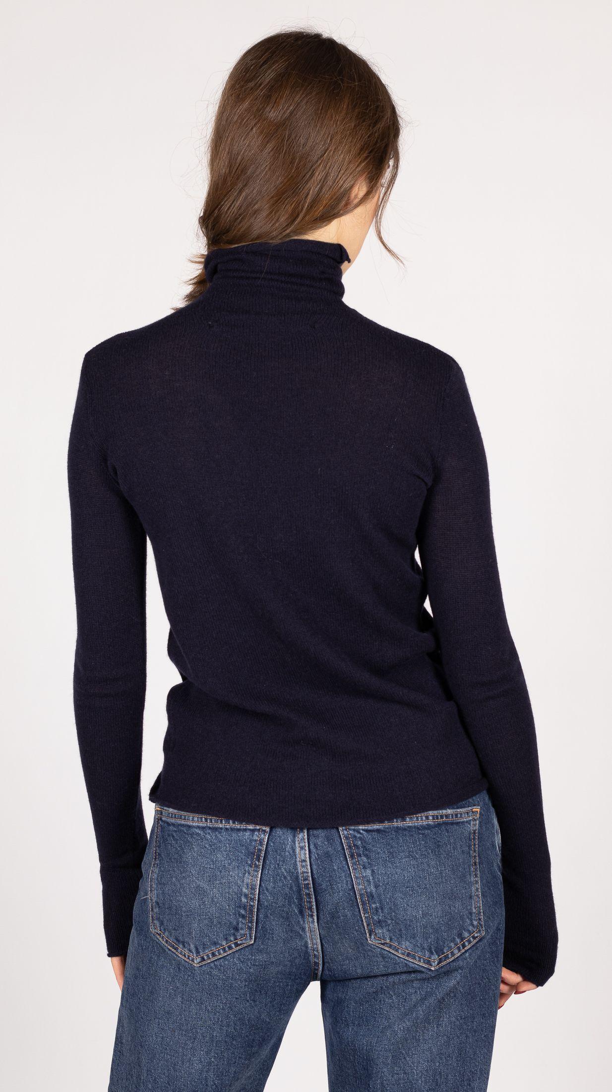 Dark blue navy cashmere turtleneck sweater jumper MARGO