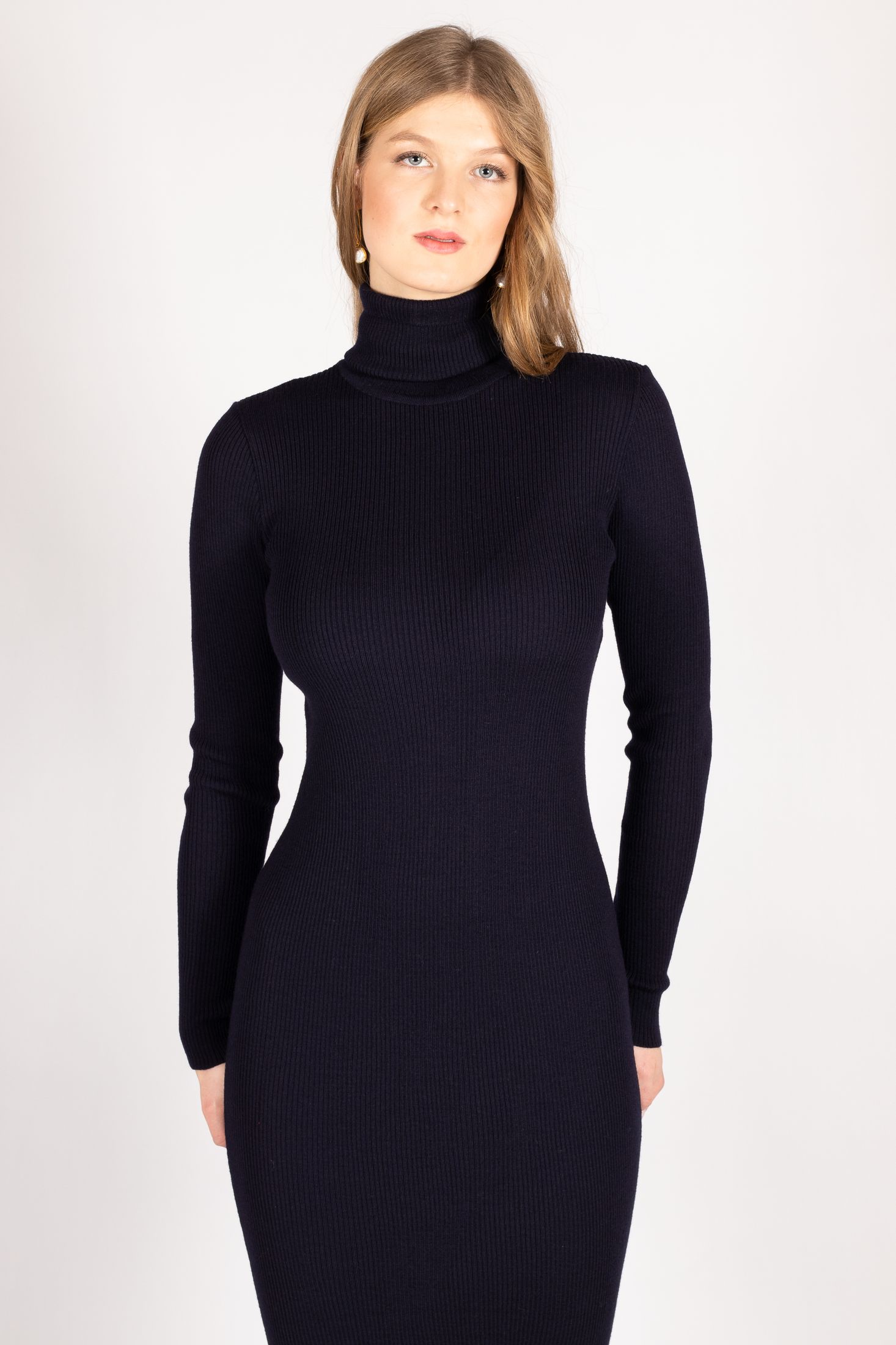 fitted lace wedding dress Galaxy | Black Sequin Turtle-Neck Long-Sleeve Maxi Dress main image 0