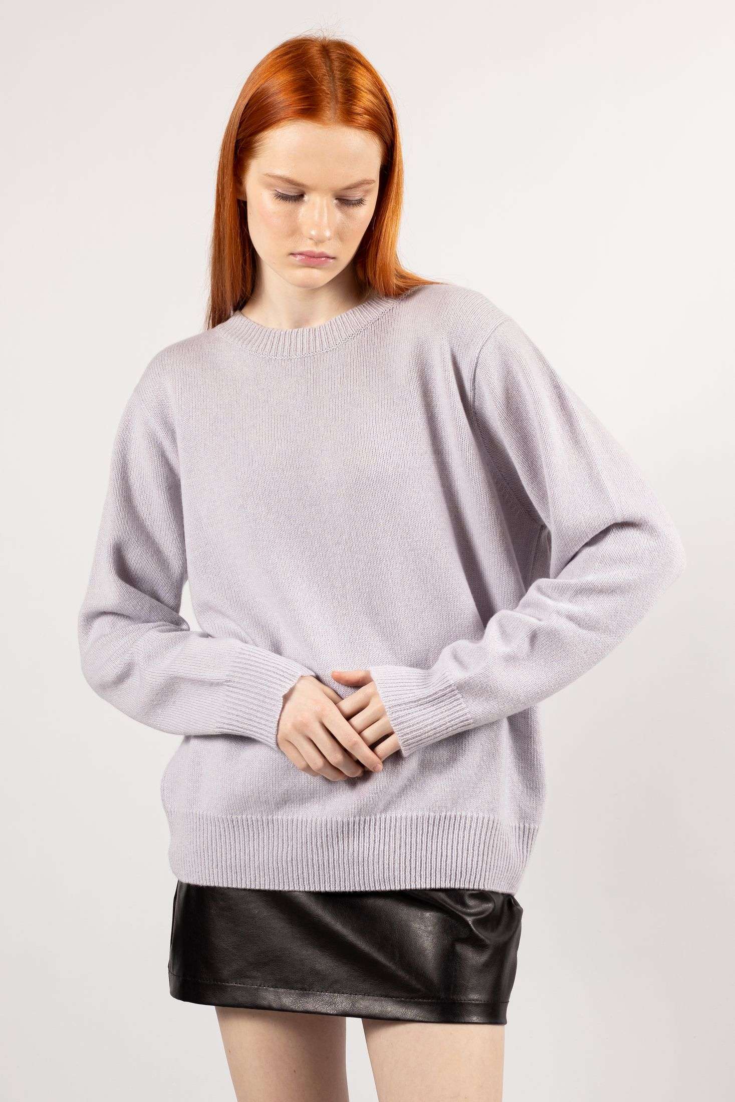 Dive into cozy chic fashion with the must-have Frida Blue pale blue knit sweater.