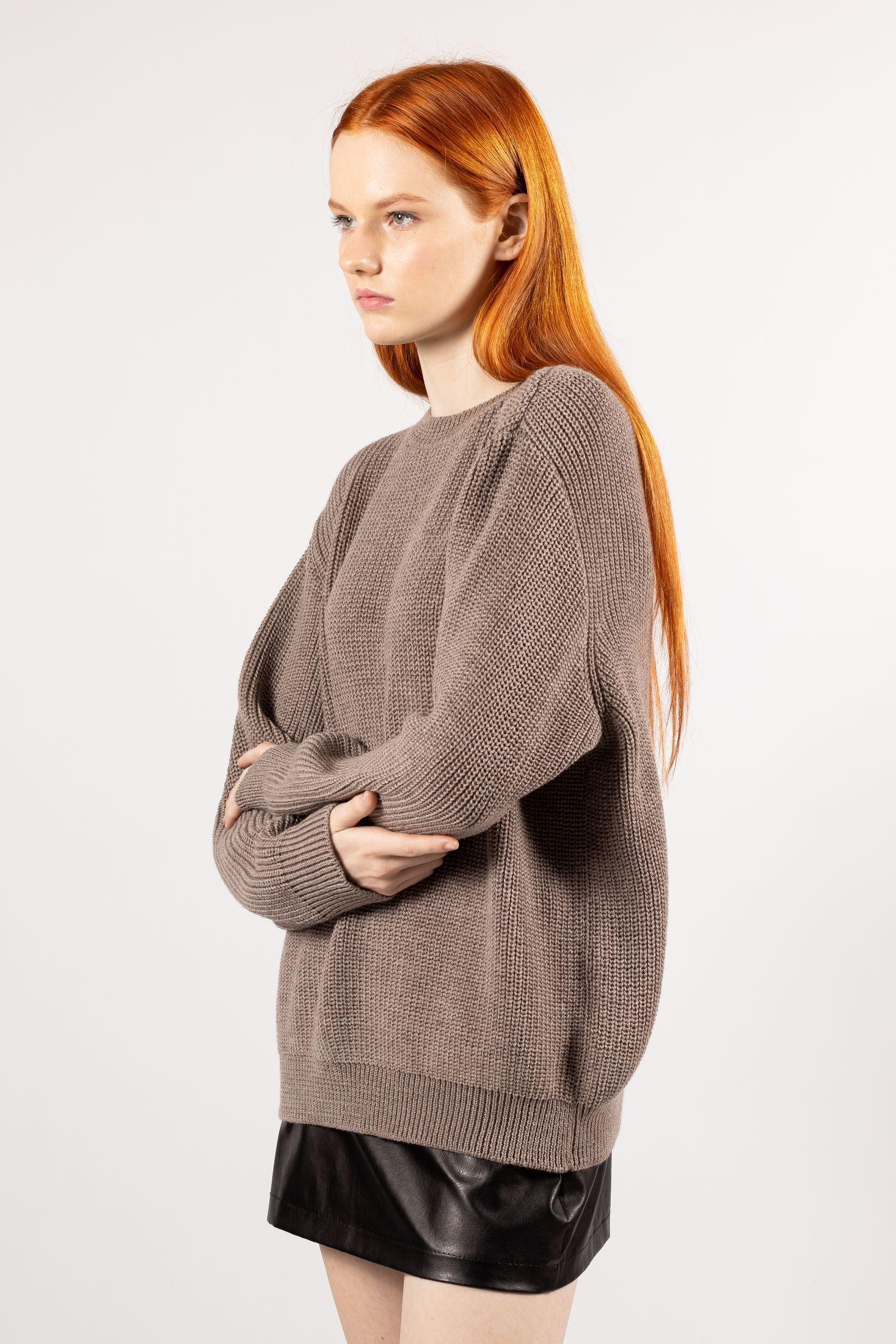 Brown merino wool sweater jumper, detachable collar.