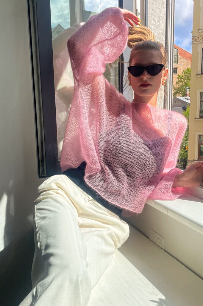 ROSA pink mohair silk sweater by Krista Elsta